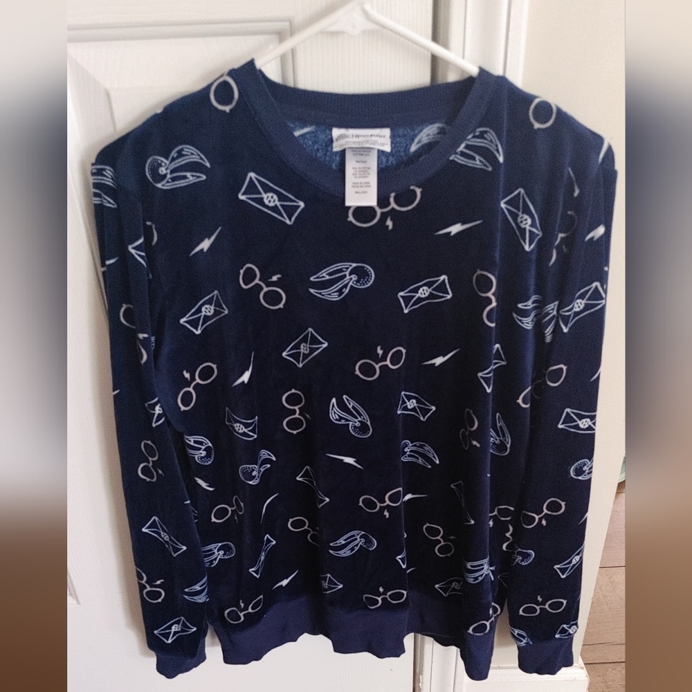Harry Potter Navy Blue Patterned Women's Crew Neck Sweater